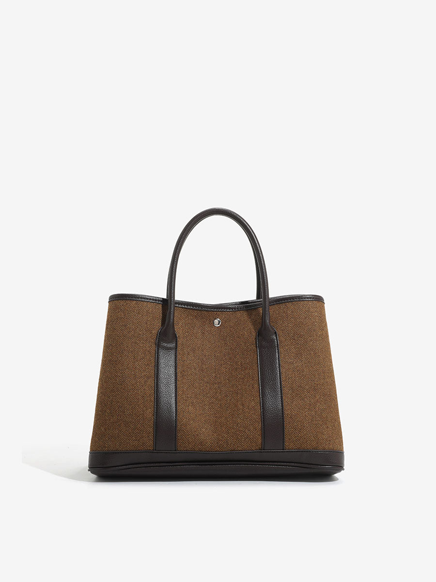 Minimalist Canvas Real Leather Tote Bag White
