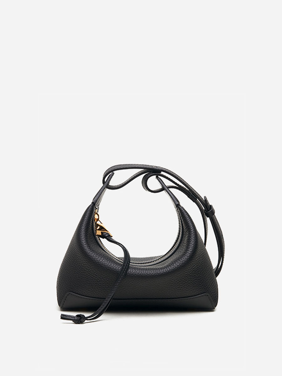 Genuine Leather Crescent Shoulder Bag White