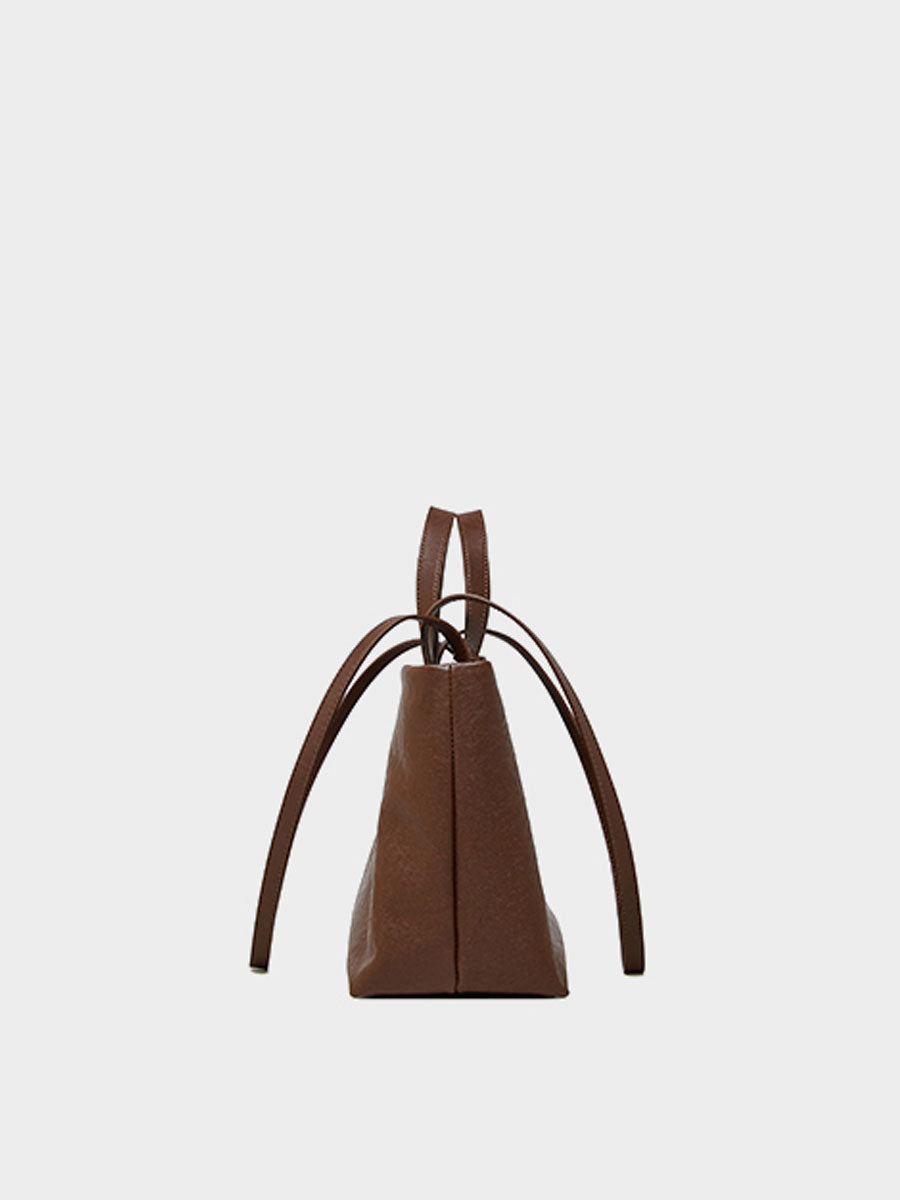 Oversize Genuine Leather Dual Handle Tote Bag Coffee