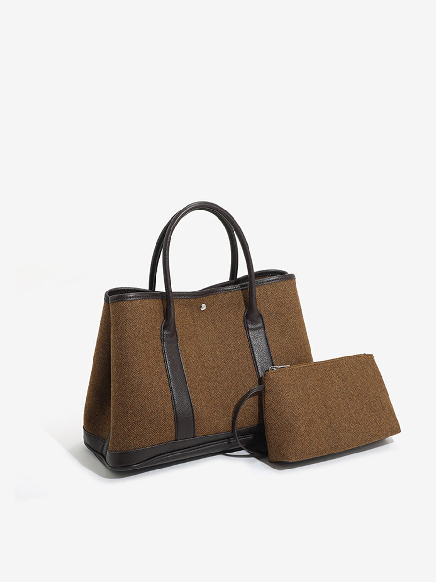 Minimalist Canvas Real Leather Tote Bag White