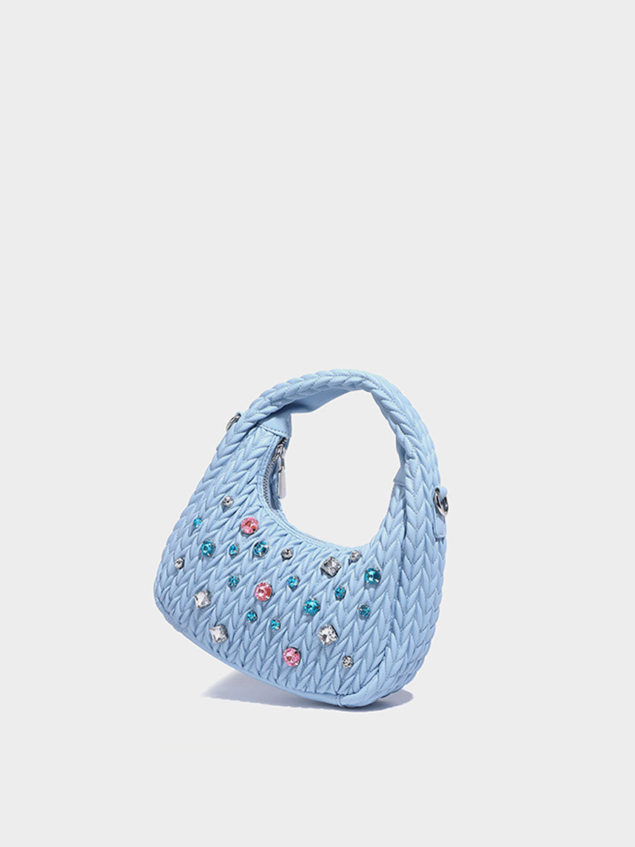 Unique Diamond-Accent Cloud Leather Bag