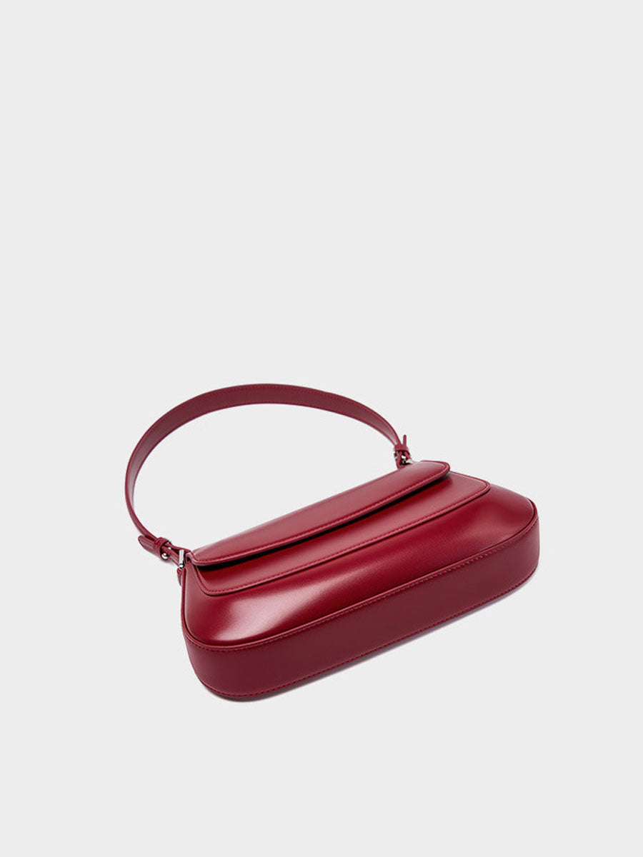 Fashion Patent Leather Saddle Bag Red