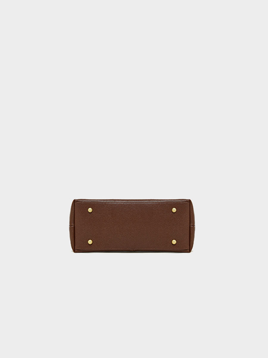 Oversize Genuine Leather Dual Handle Tote Bag Coffee