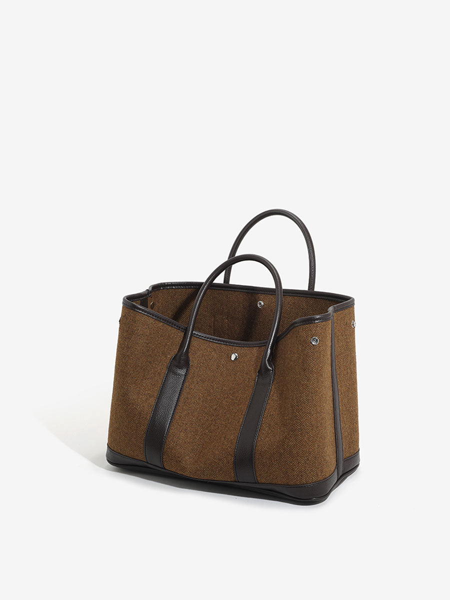 Minimalist Canvas Real Leather Tote Bag White