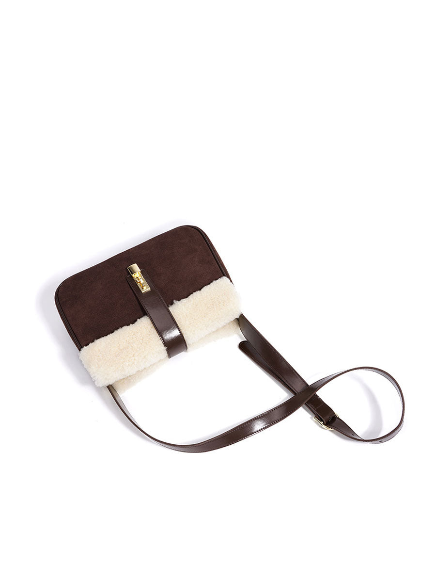 Chic Plush Shearling Tote Purse Black