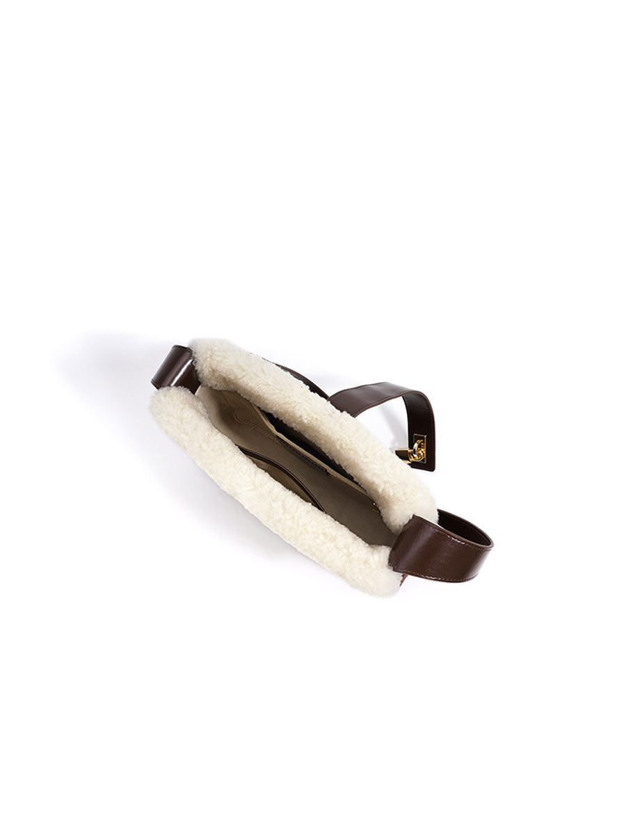 Chic Plush Shearling Tote Purse Black