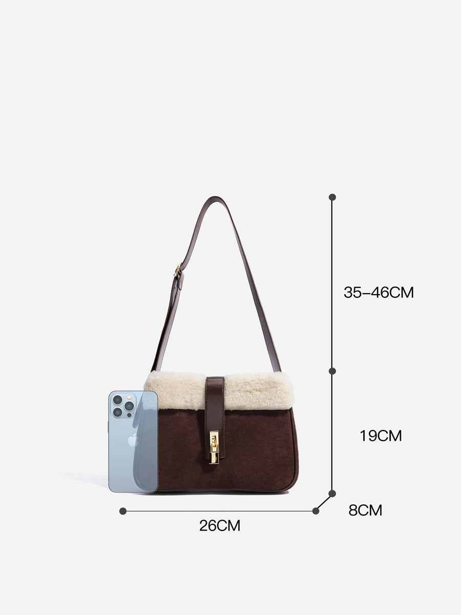 Chic Plush Shearling Tote Purse Black
