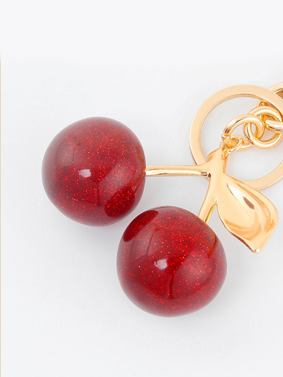 Glitter Crystal Cherry Keychain
