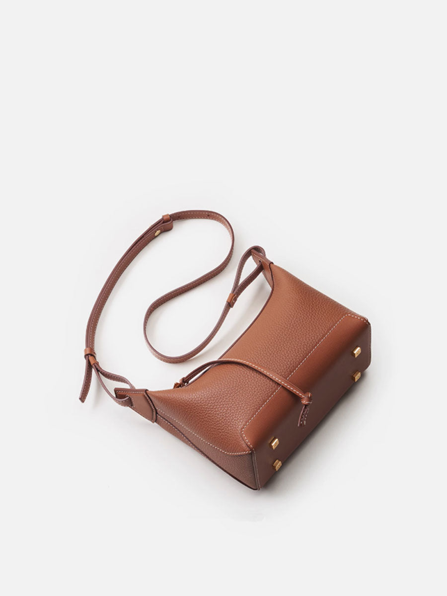 Genuine Leather Crescent Shoulder Bag White