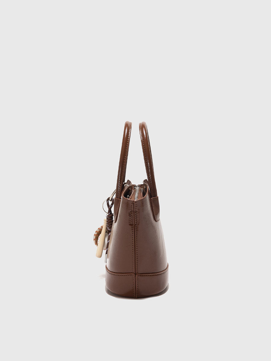 Genuine Patent Leather Bucket Bag Black