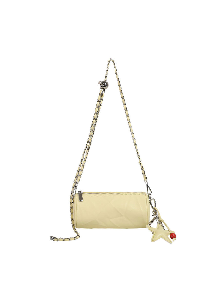 French Vintage Leather Bucket Bag Silver