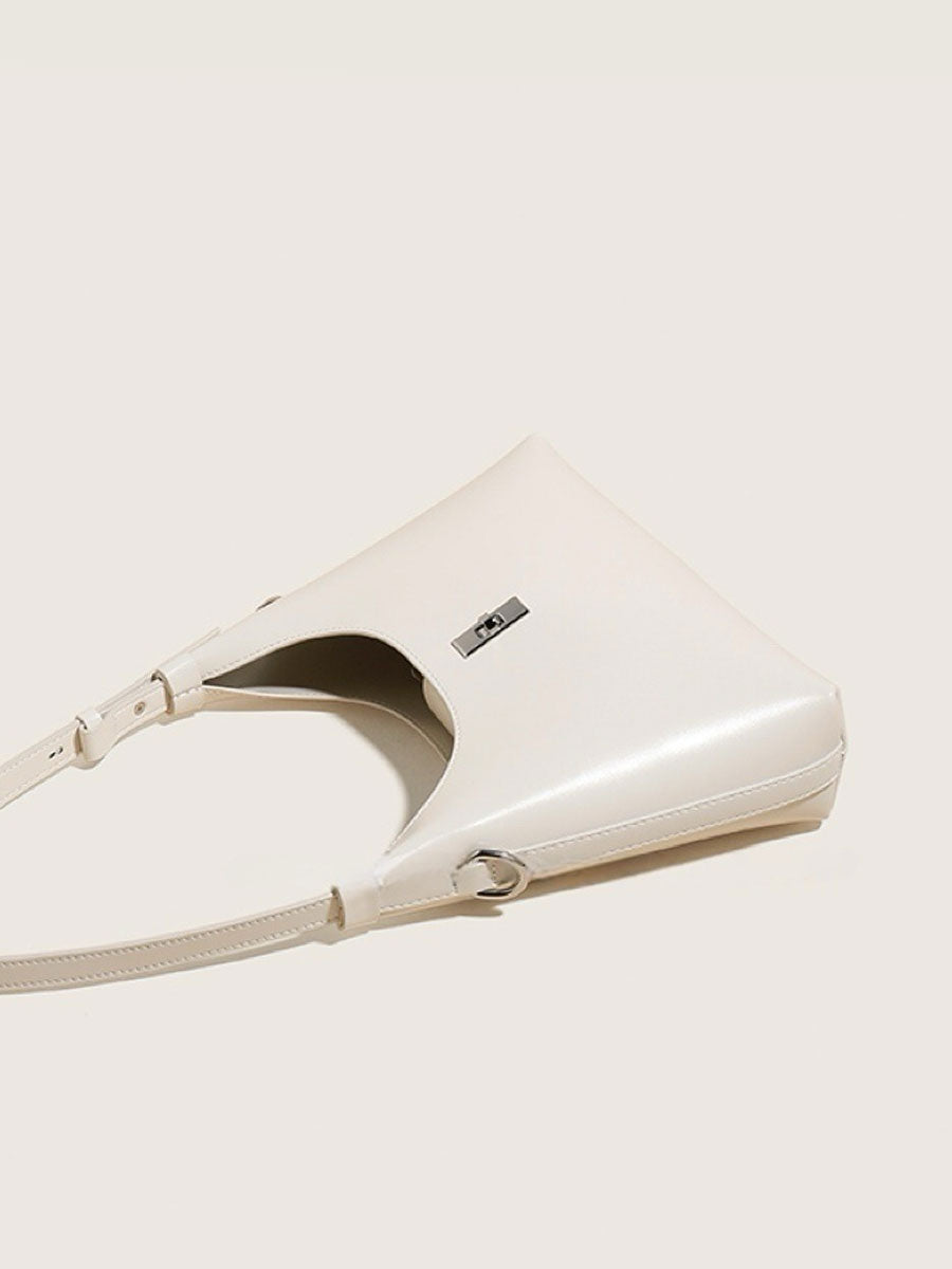 Genuine Leather Shoulder Bag White