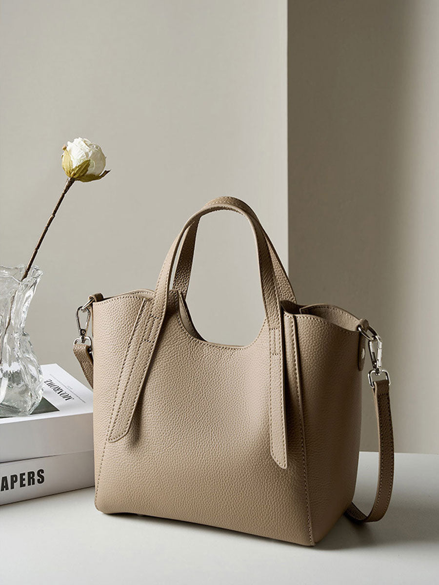 Genuine Leather Tote Bag White