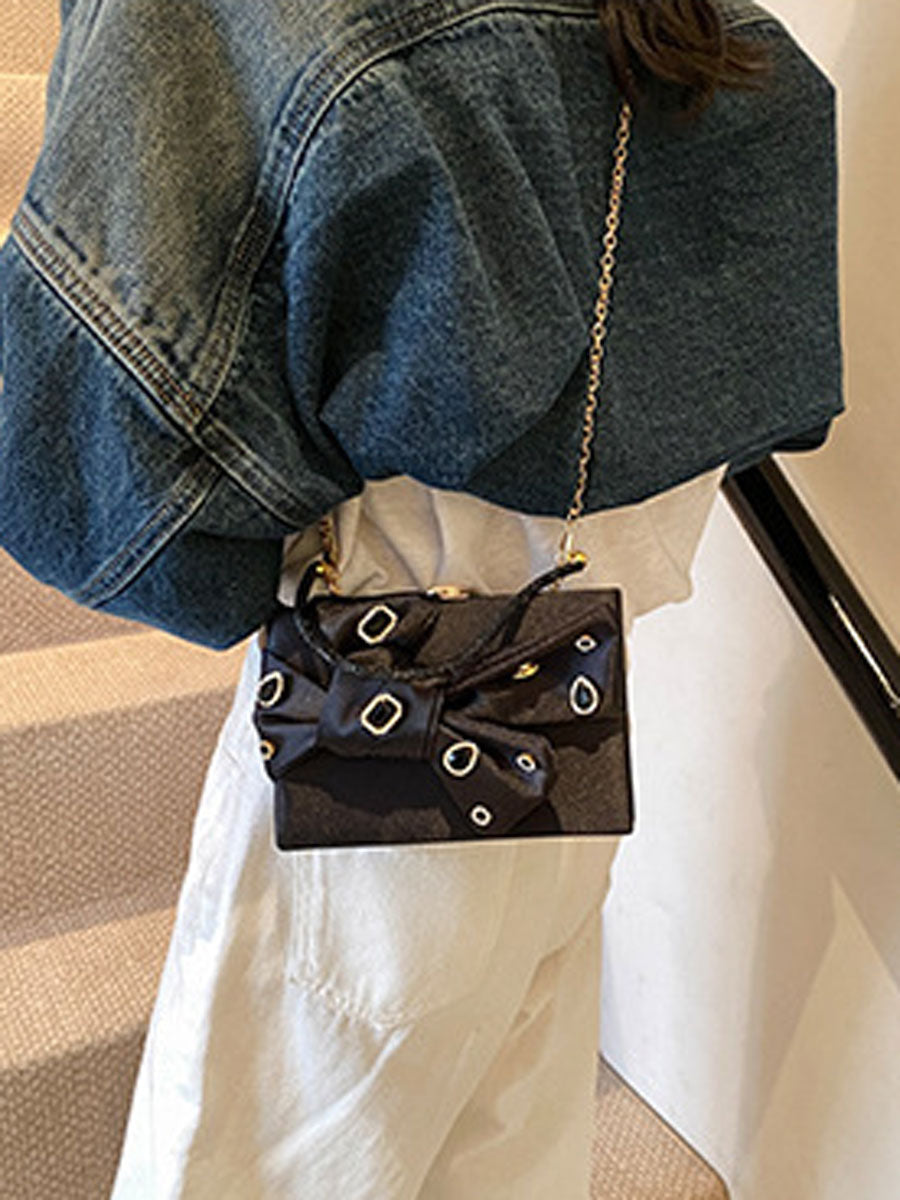 Bowknot Chain Evening Party Bag Black