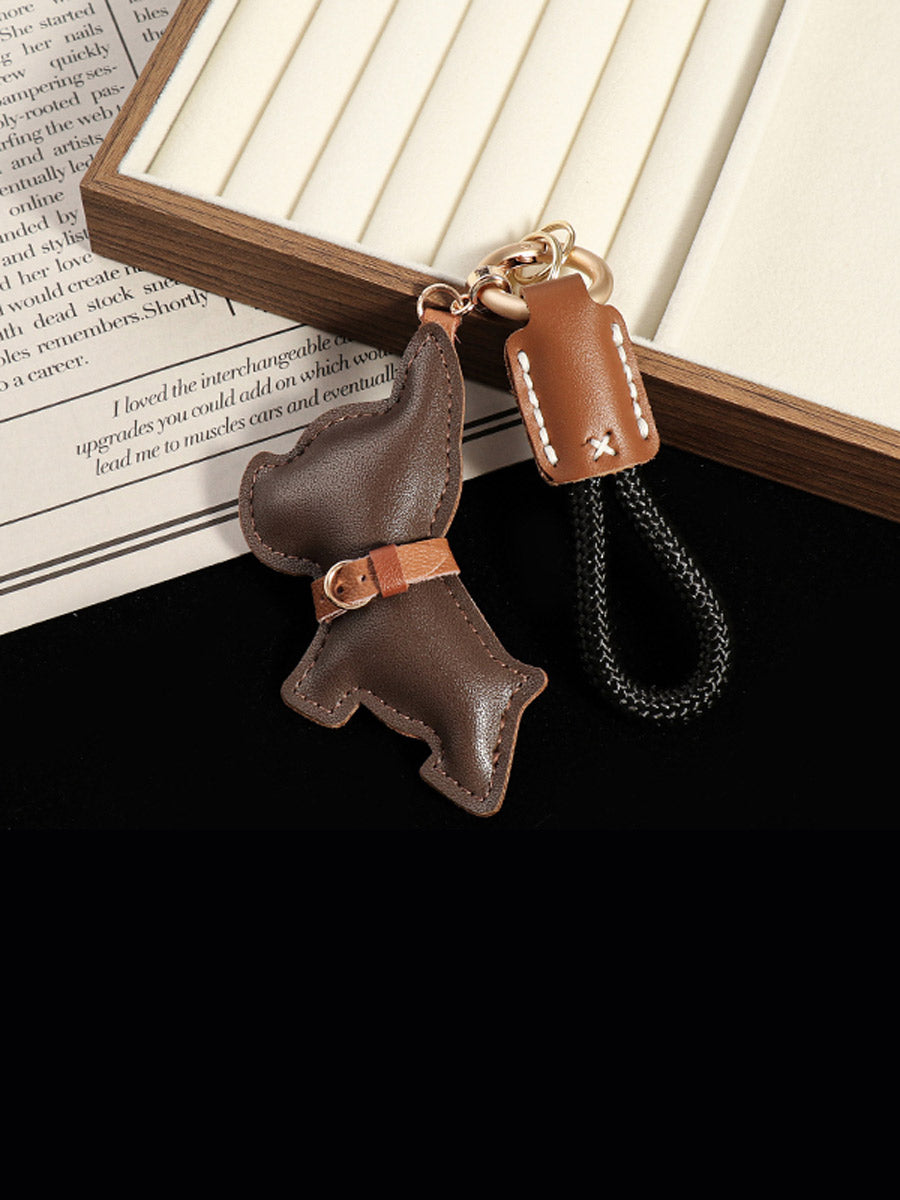 Luxury Leather French Bulldog Keychain
