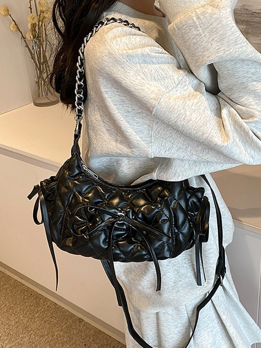 Quilted Chain Shoulder Bag White