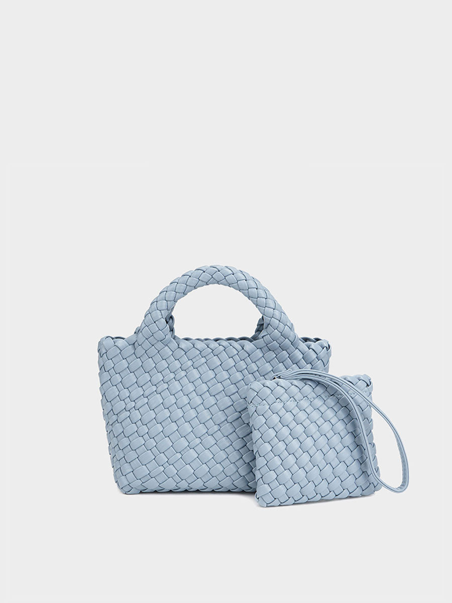 Genuine Leather Handmade Woven Bucket Tote Avocado Green