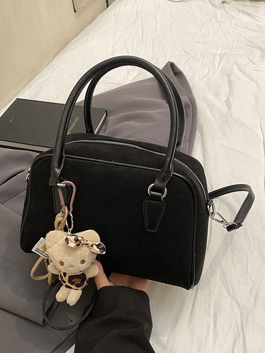 Winter Suede Boston Bag Leopard