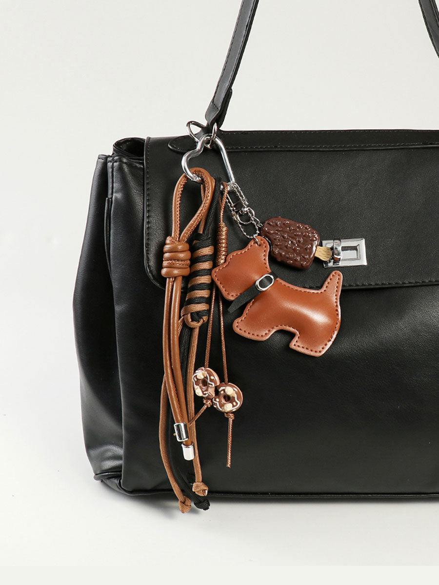 Cute Puppy Leather Keychain