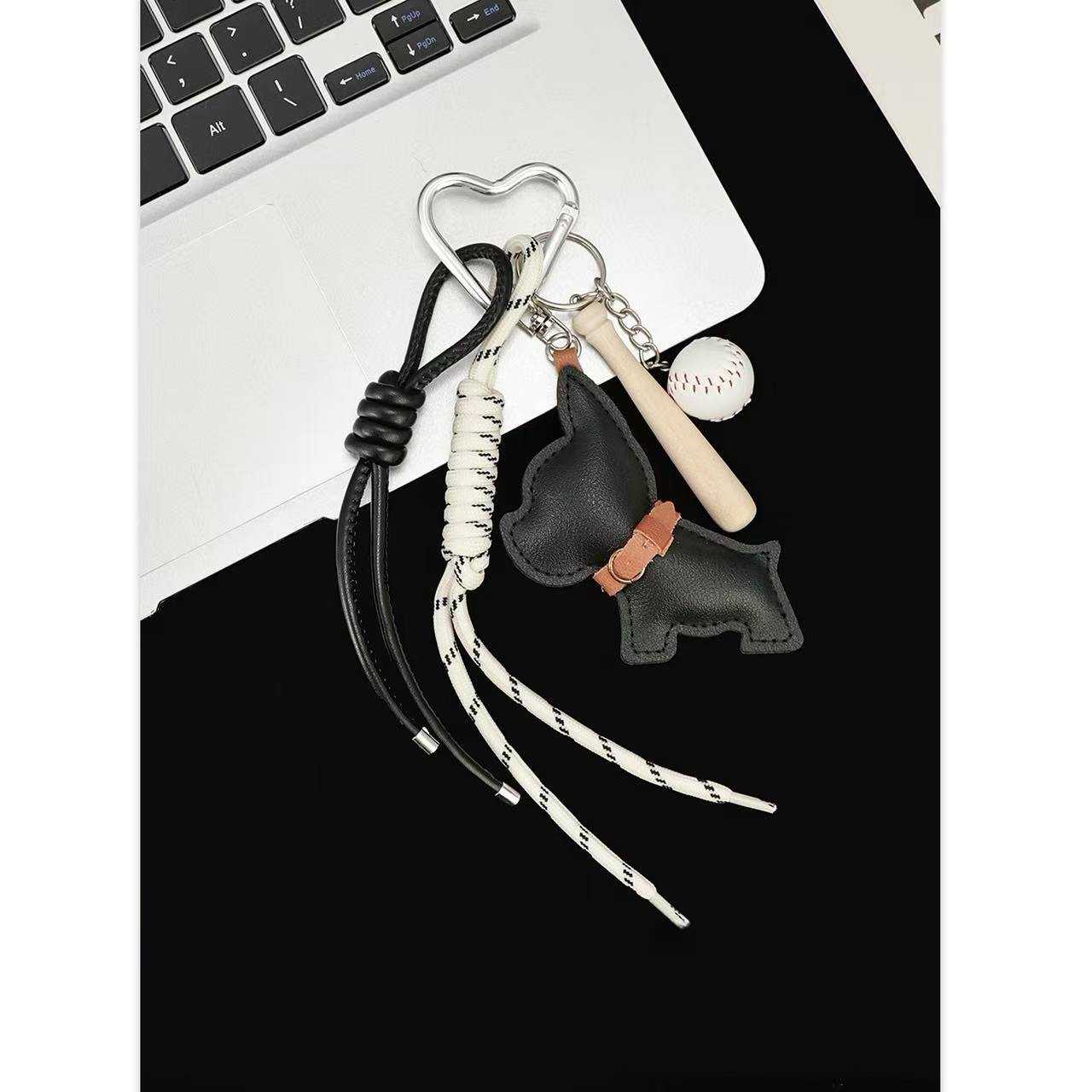 Sporty Leather French Bulldog Keychain