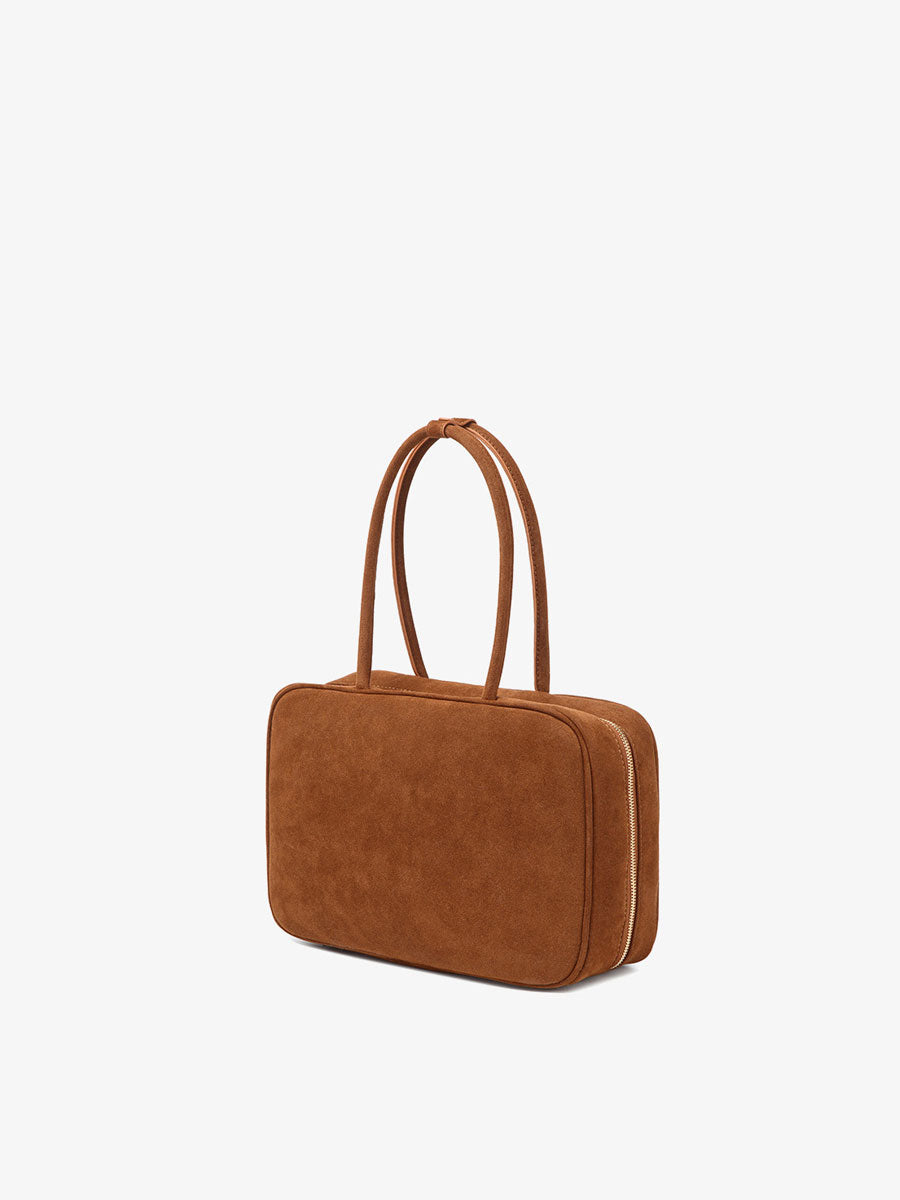 Vintage Suede Briefcase Tote Bag Brown
