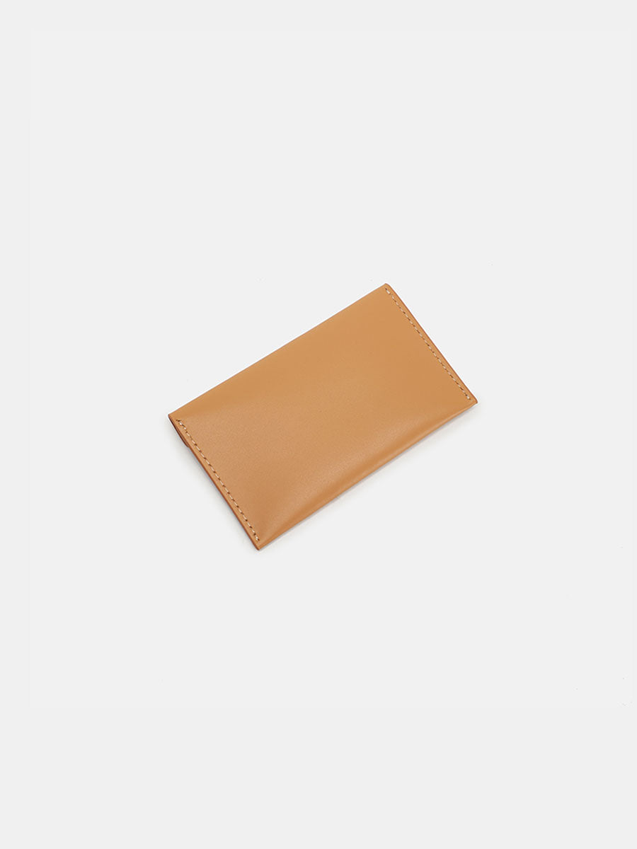 Minimalist Genuine Leather Slim Card Holder Brown