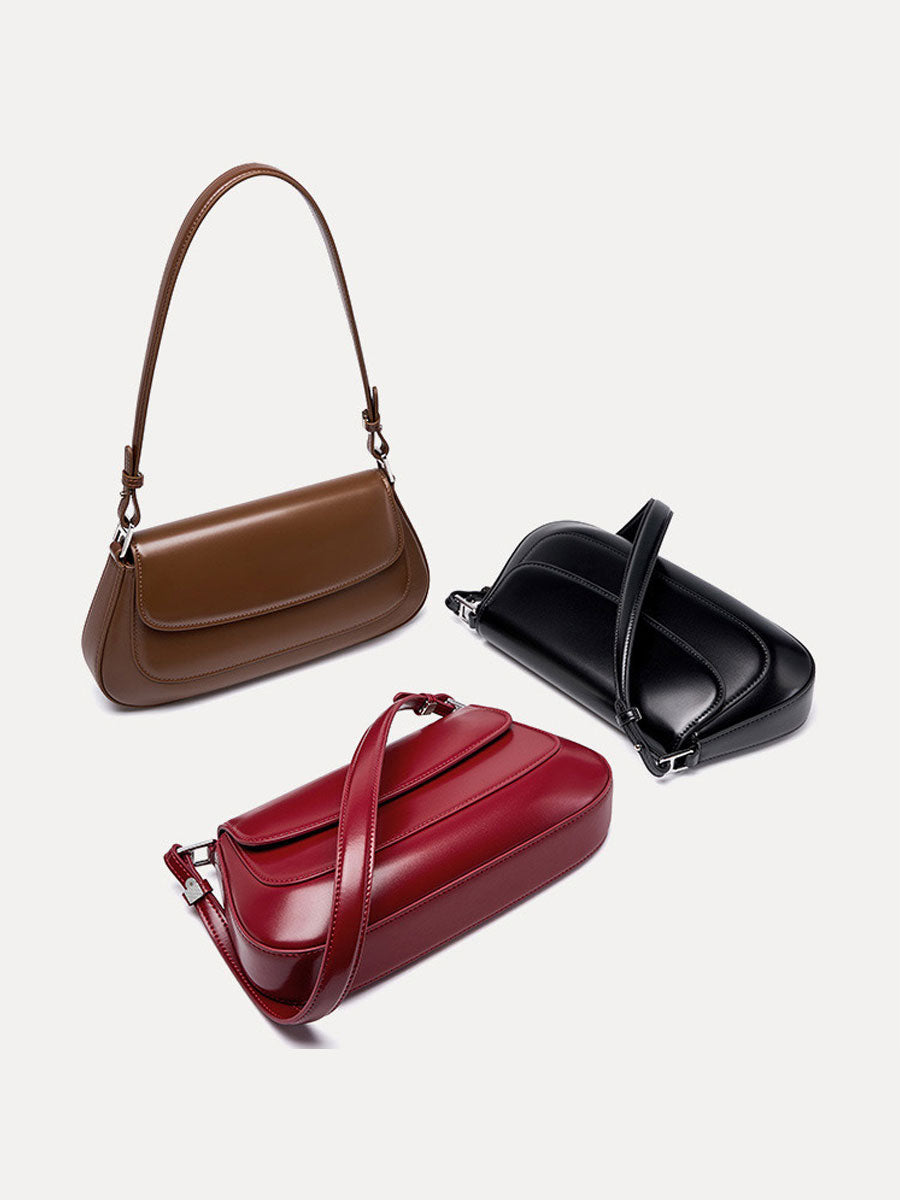 Fashion Patent Leather Saddle Bag Red