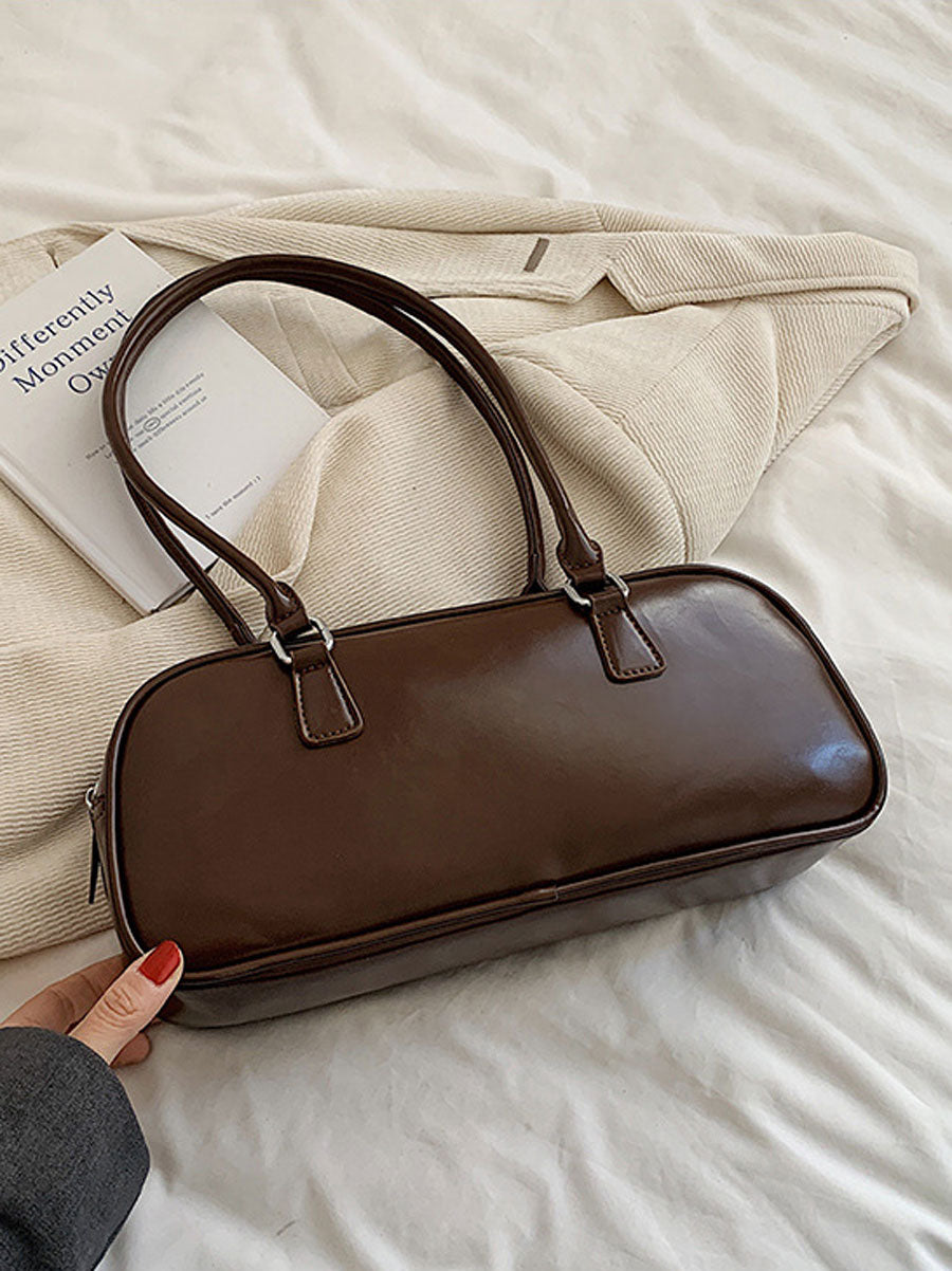Vintage Glossy Boston Shoulder Bag Black