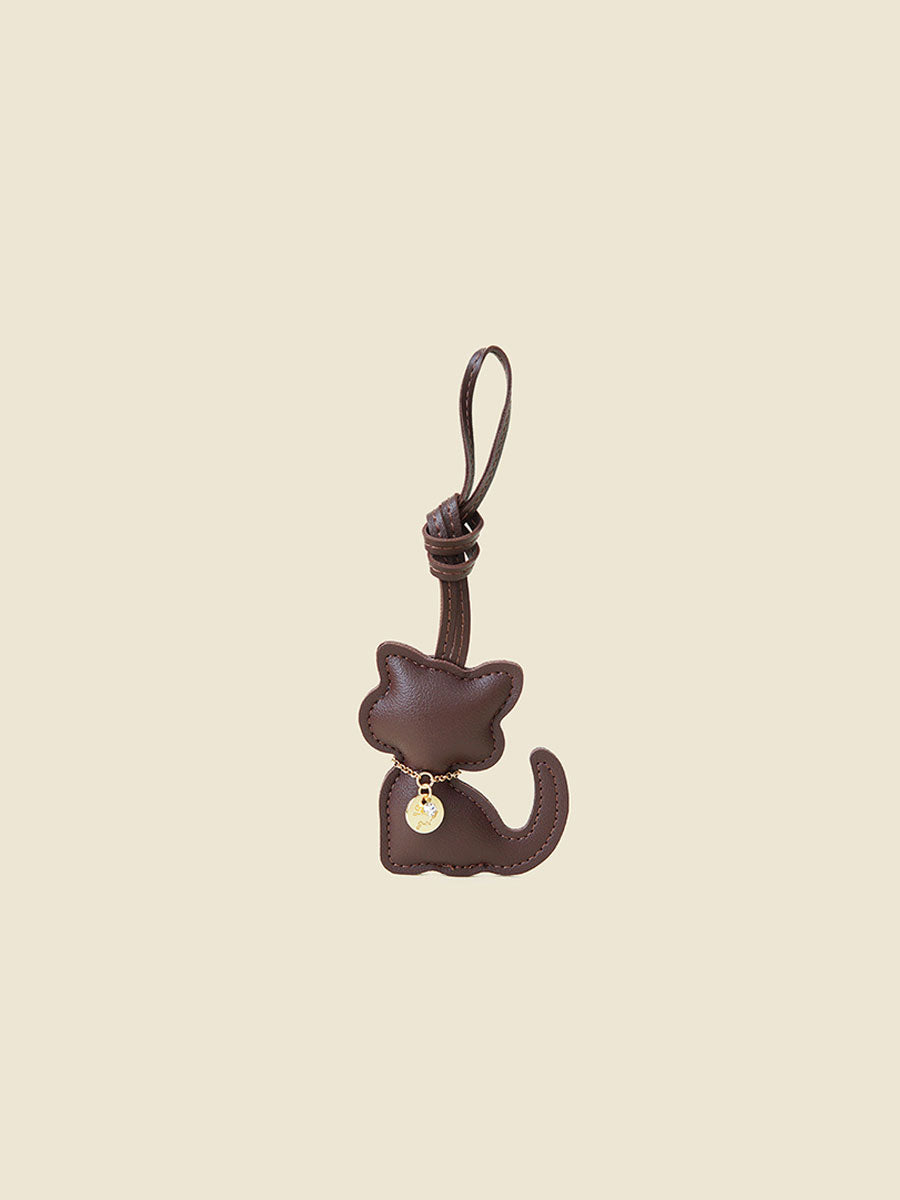 Cute Leather Sitting Cat Bag Charm