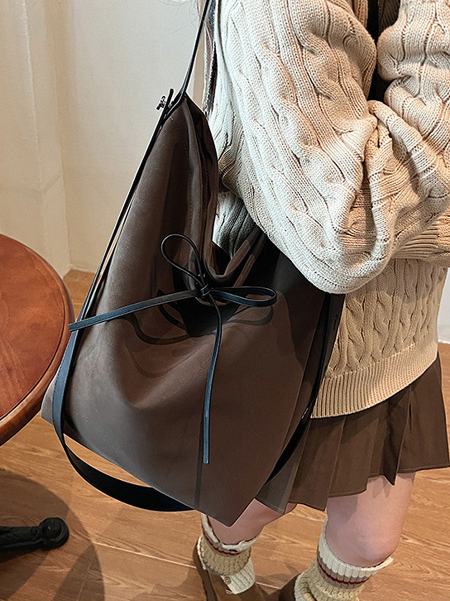 Vintage Large Tote Shoulder Bag Brown