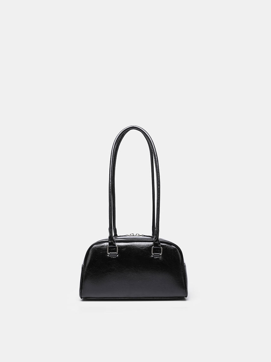 Trendy Patent  Buguette Handbag Blue