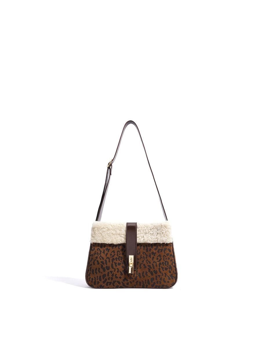 Chic Plush Shearling Tote Purse Black