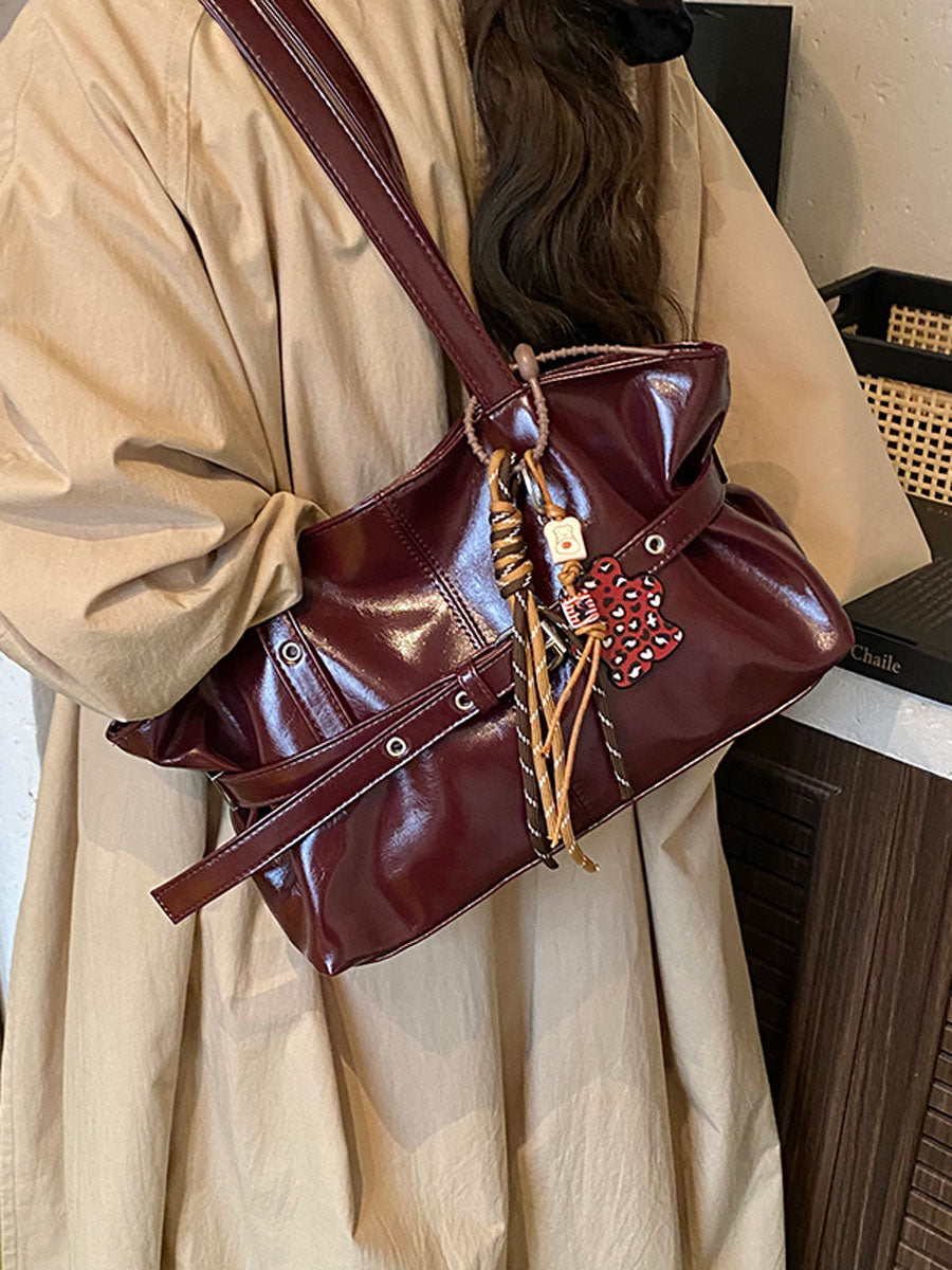 Vintage Waxed Leather Tote Bag Brown
