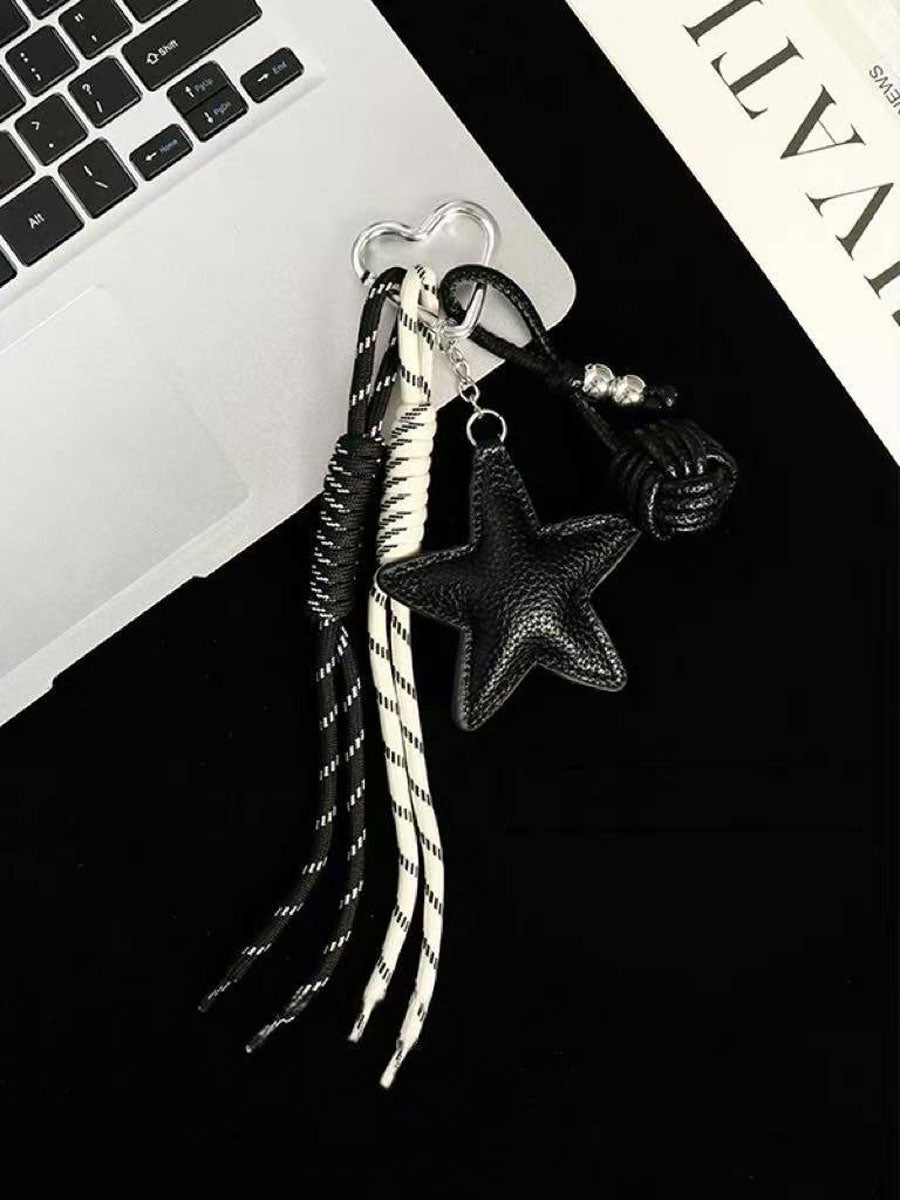 Leather Star Keychain – Original Style Pendant, Couple Gift Bag & Car Charm Decoration