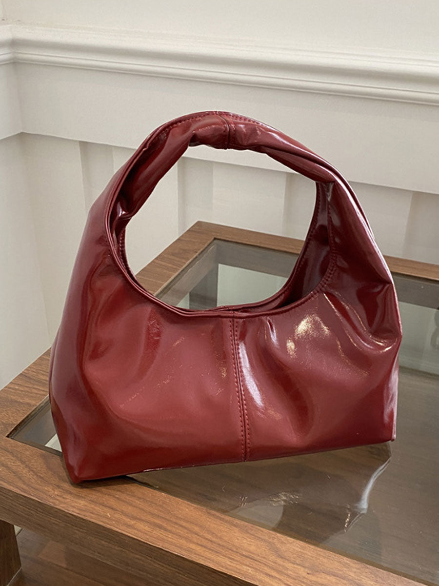Small Soft Leather Crescent Hobo Bag Brown