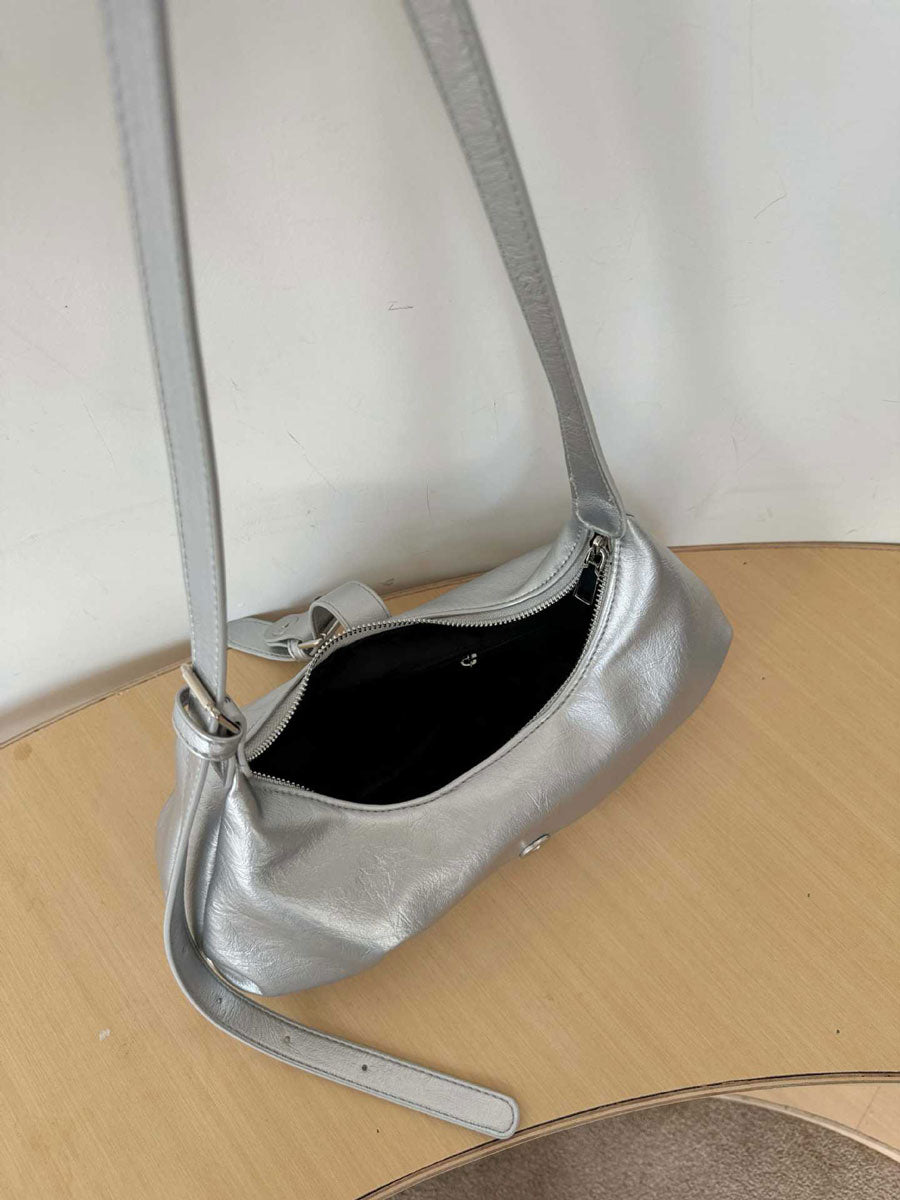 Leather Buckle Shoulder Bag Brown