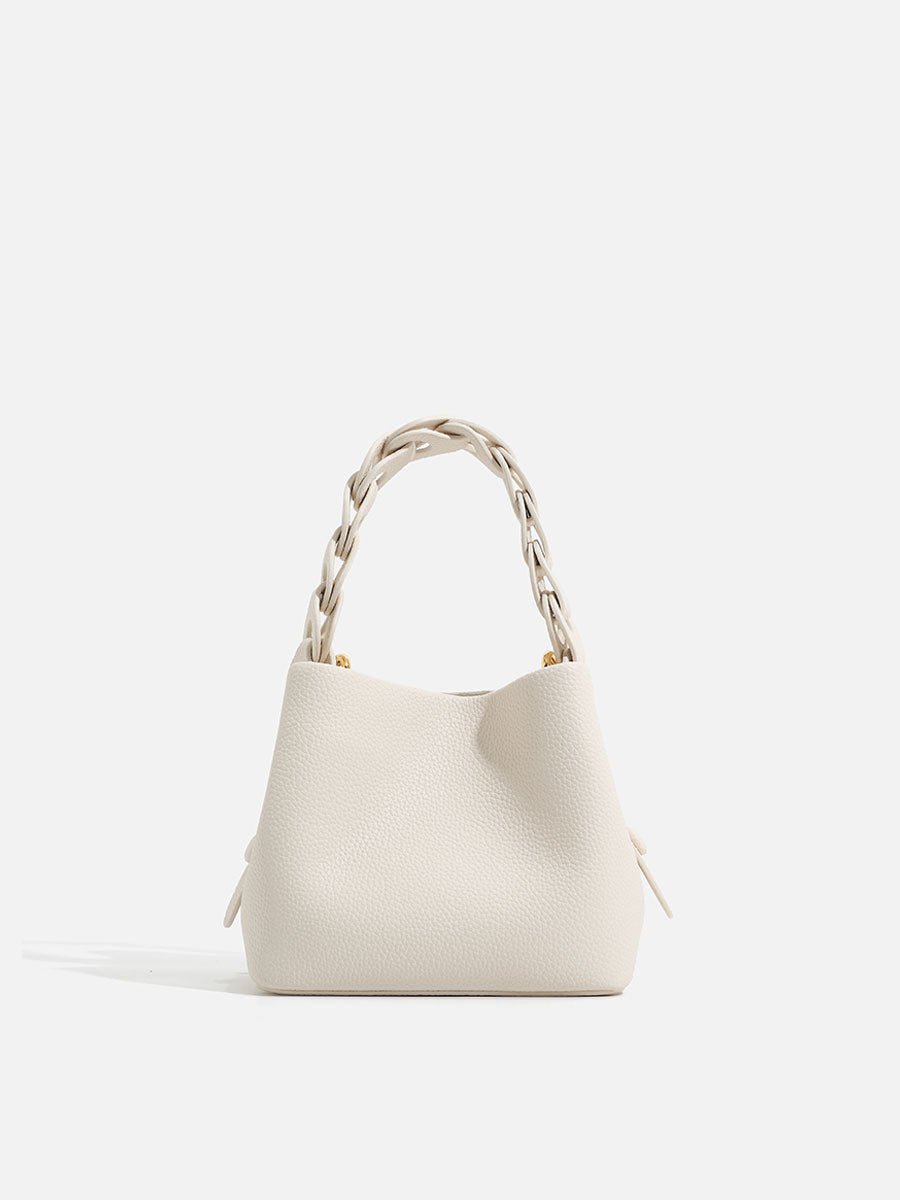 Genuine Leather Basket Tote Bag Pink
