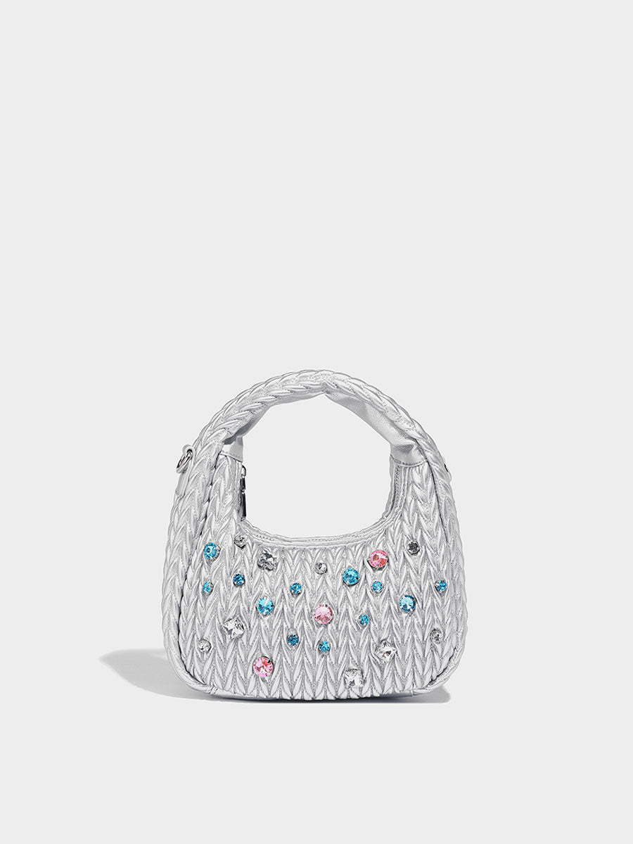 Unique Diamond-Accent Cloud Leather Bag