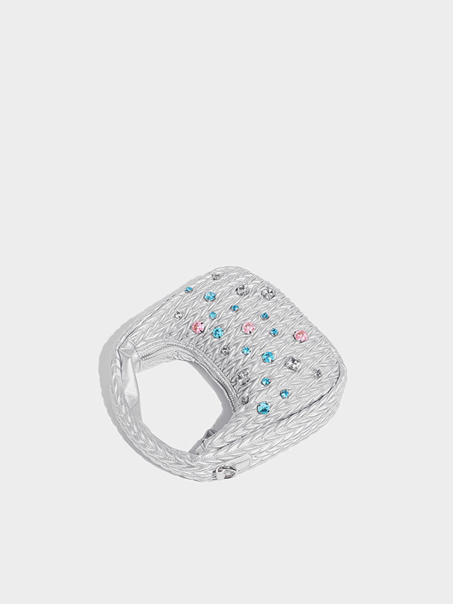 Unique Diamond-Accent Cloud Leather Bag