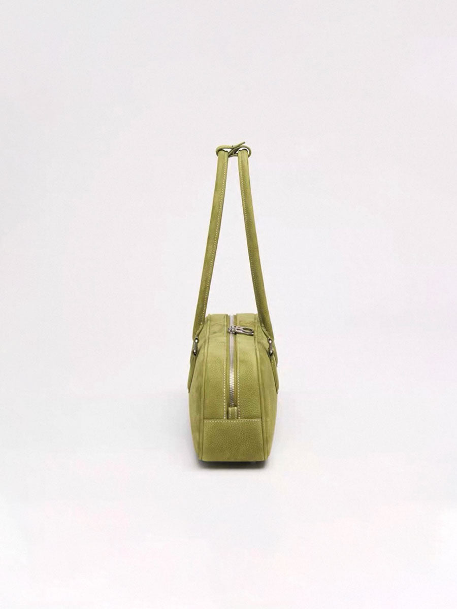 Real Leather Baguette Bag Green