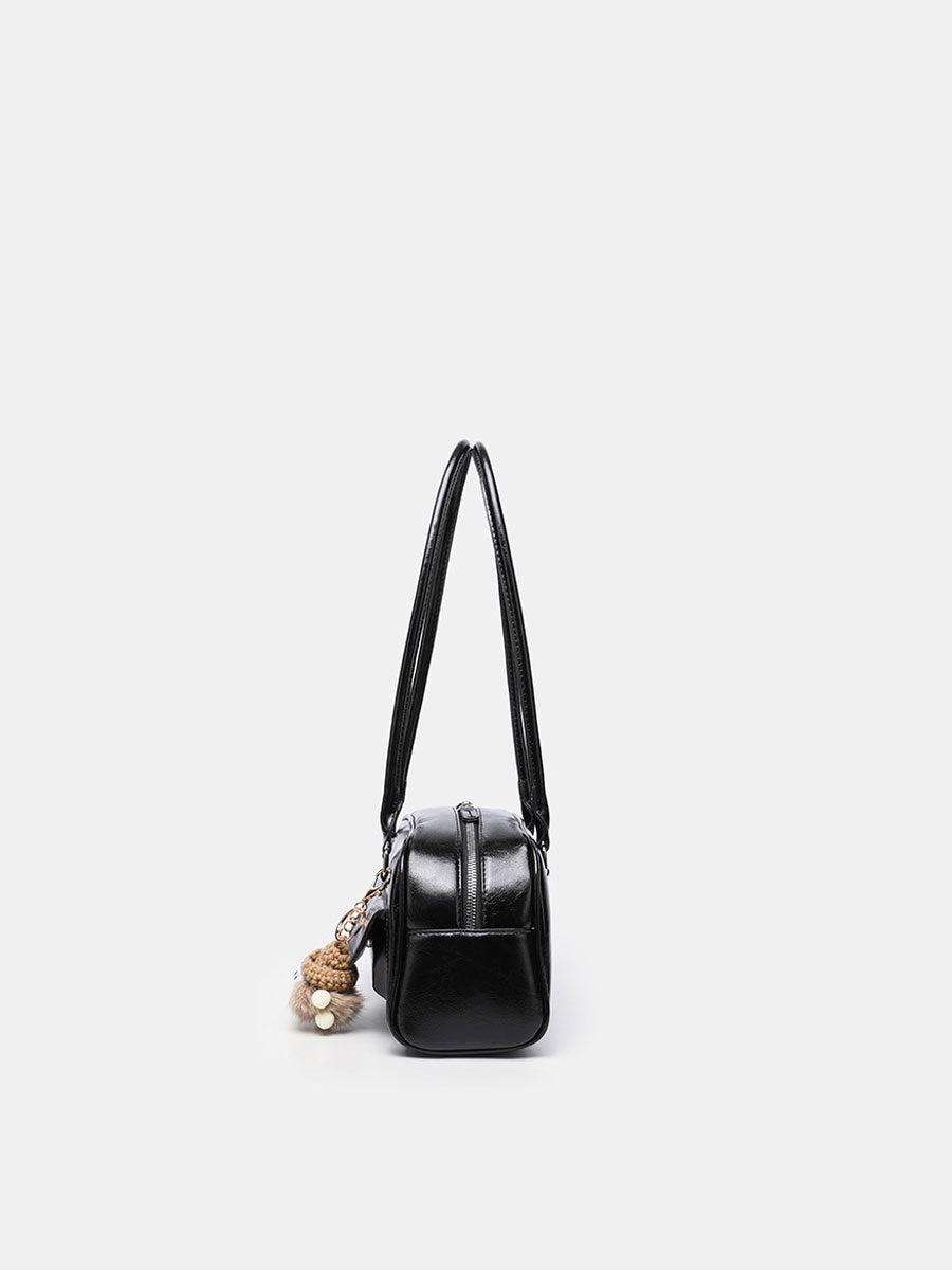 Trendy Patent  Buguette Handbag Blue
