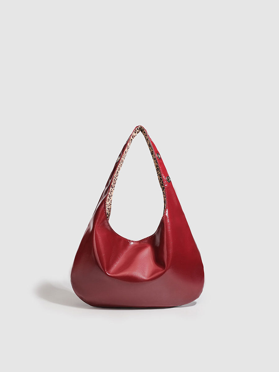 Red Patent Leather Shoulder Tote Bag Red