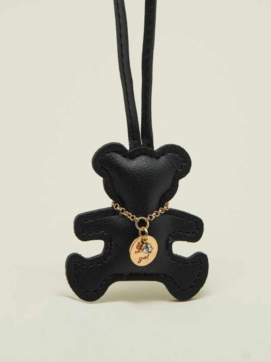 Cute Leather Bear Keychain Solid Color