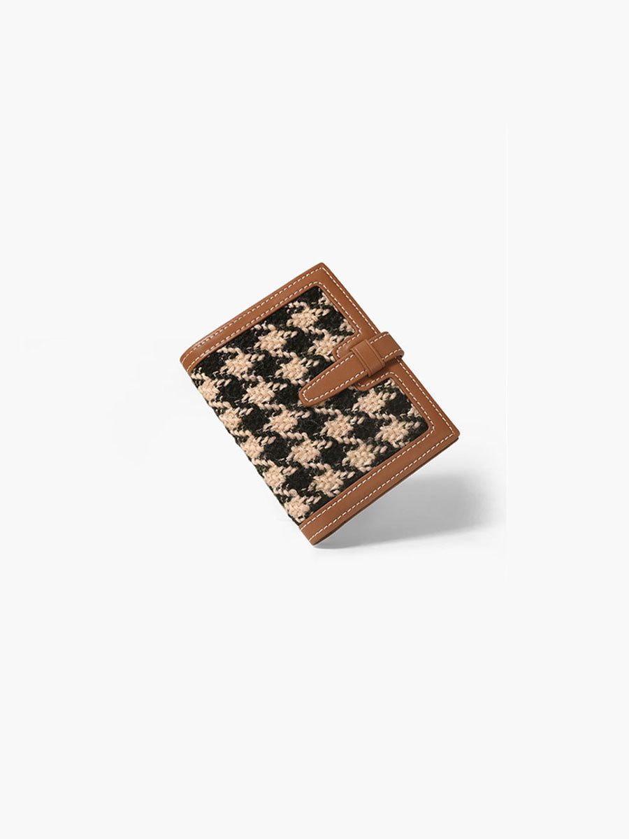 Houndstooth Short Wallet Appricot Brown
