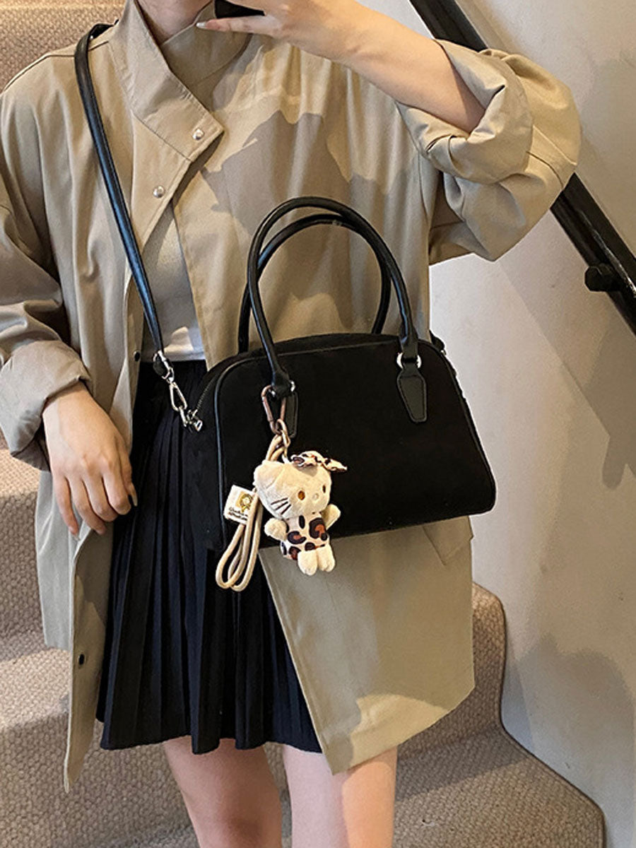 Winter Suede Boston Bag Leopard