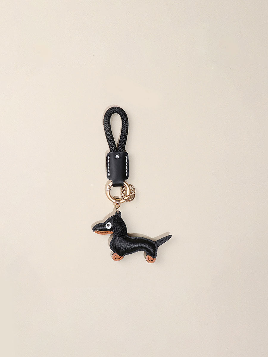 Cute Dachshund Dog  Leather Keychain