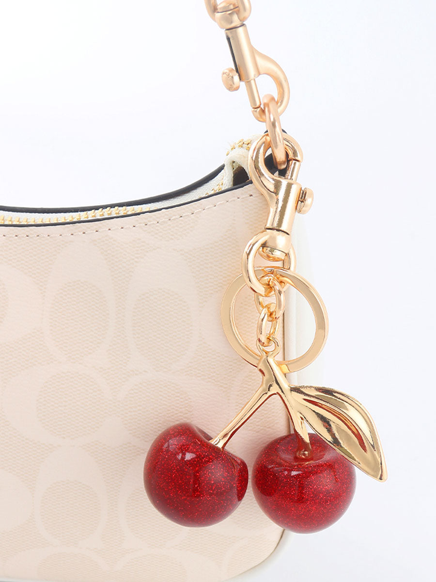 Glitter Crystal Cherry Keychain
