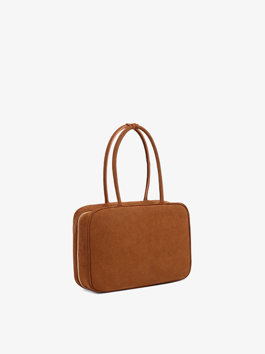 Vintage Suede Briefcase Tote Bag Brown