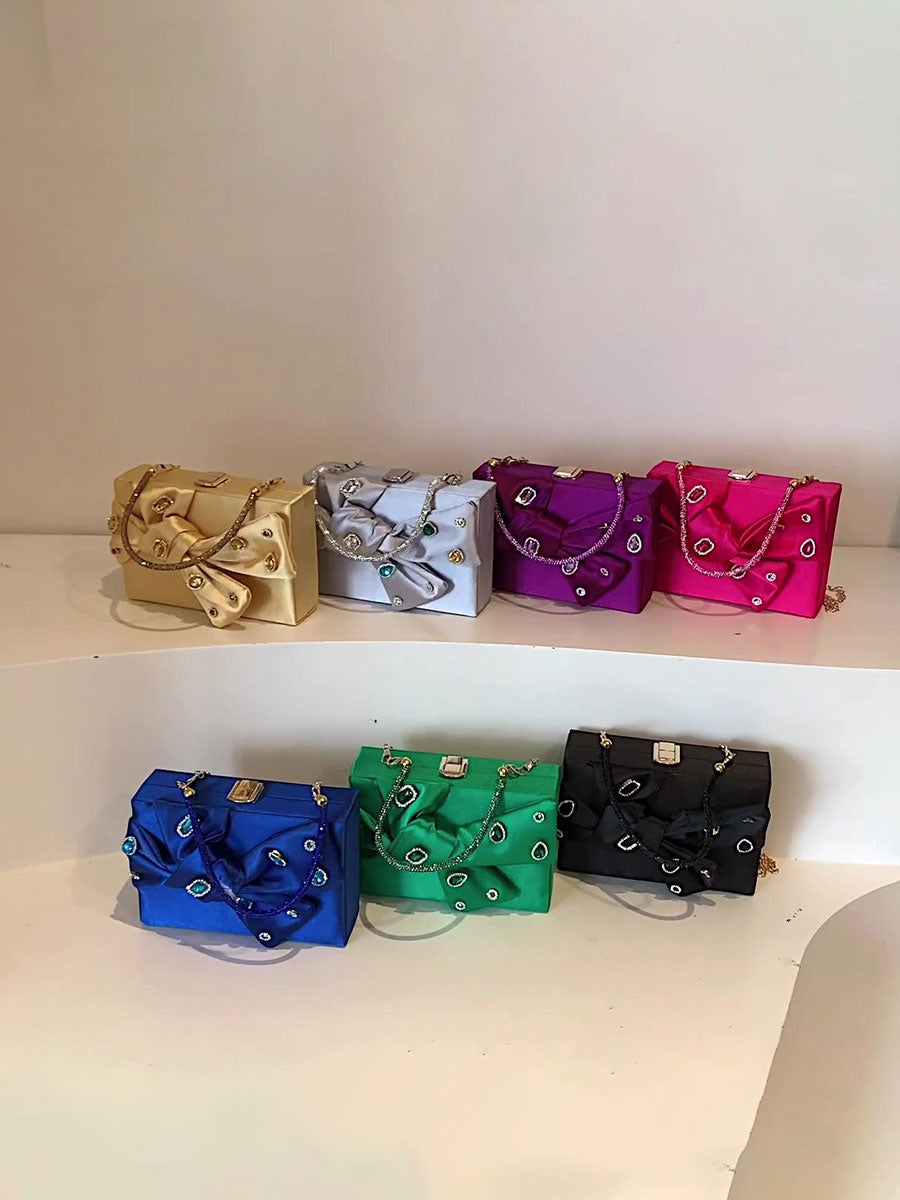 Bowknot Chain Evening Party Bag Black