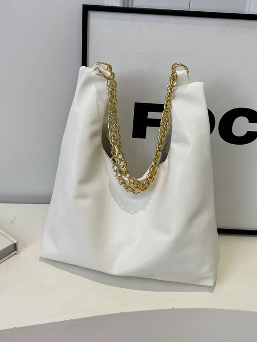 Large Tote Bag with Gold Chain Black